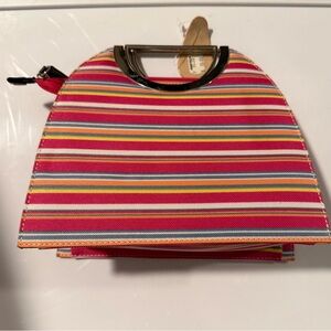 Striped Pink Multi-Color Top-Handle Women’s Bag